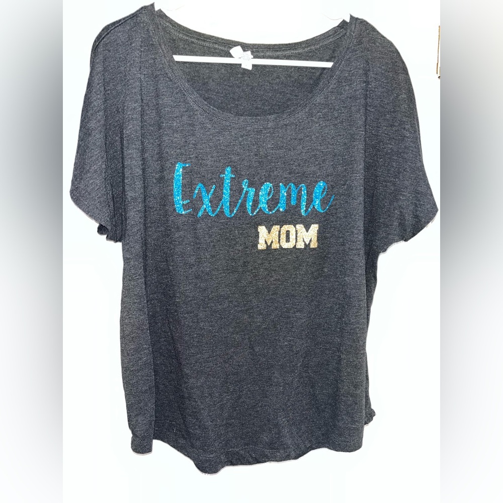Next Level Apparel Charcoal Tee with Blue and Gold Print